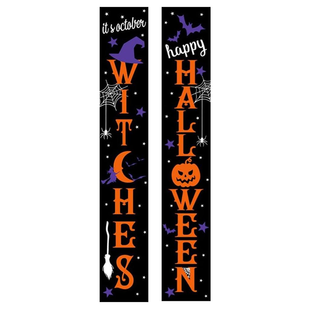 Halloween Door Banner Halloween Horror Atmosphere Couplet Decorative Hanging Flag, Suitable For Home Party Supplies