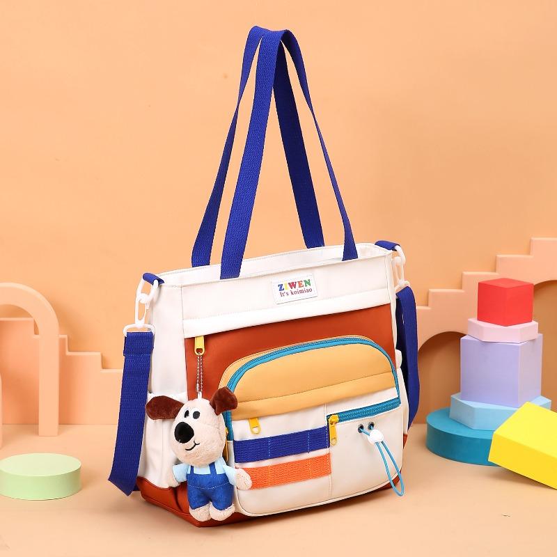 College style, high value, contrasting colors, large capacity messenger bag, Japanese girl shoulder tote bag, student hand-held tutoring bag