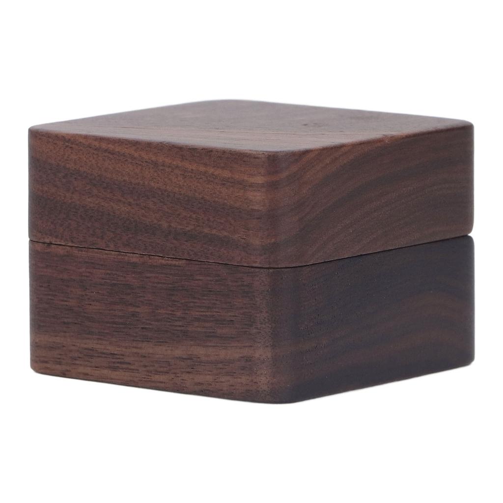 Wood Ring Box Retro Beautiful Portable Magnet Button Black Walnut Ring Box for Proposals