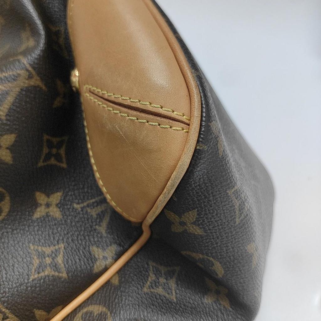 [Pre-Owned] Estrela Large Brown Coated Canvas Monogram Crossbody Handbag Shoulder Bag With Gold Hardware And Detachable Strap - Fair #ILSL7W
