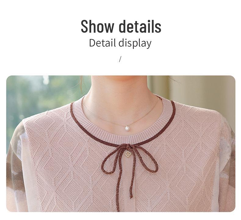 2026 Chiffon Sleeve Knit Top for Middle-Aged & Elderly Women