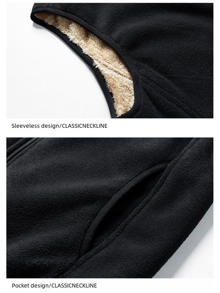 Men's Polar Fleece Stand Collar Vest - Thick, Warm, Plus Size, Spring/Autumn