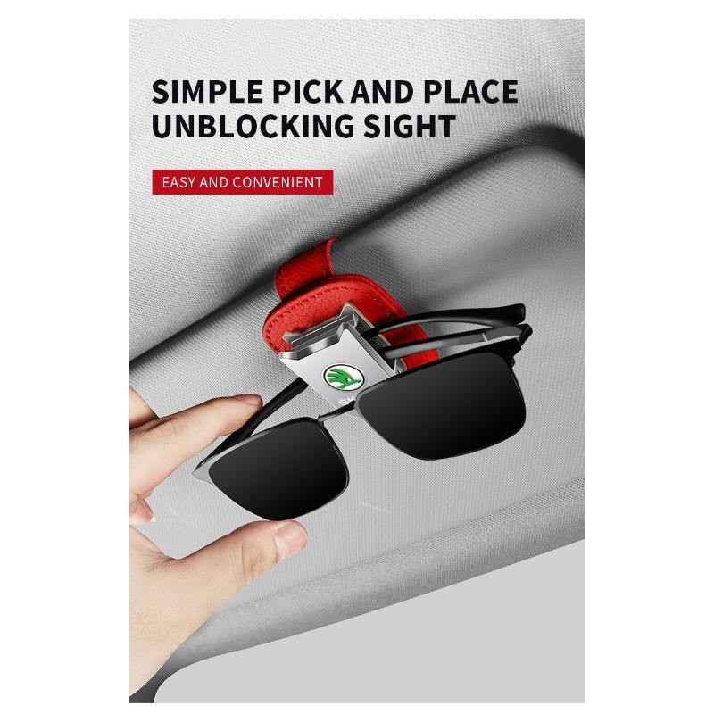 Auto Sun Visor Glasses Box Sunglasses Clip Card Ticket Holder Stand For Skoda Octavia Superb Rapid Kodiaq Karoq Fabia Kamiq Roomster Citigo