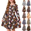 Girls' Summer Princess Dress Halloween Day- Long Sleeve A-Line T-Shirt Dress