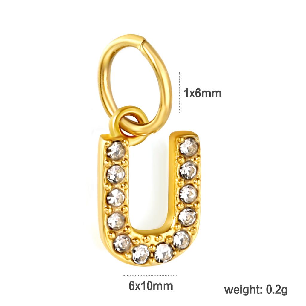 Diamond Stainless Steel Jewelry Accessories 26 Letter Pendant Pendant DIY Necklace Bracelet Accessories