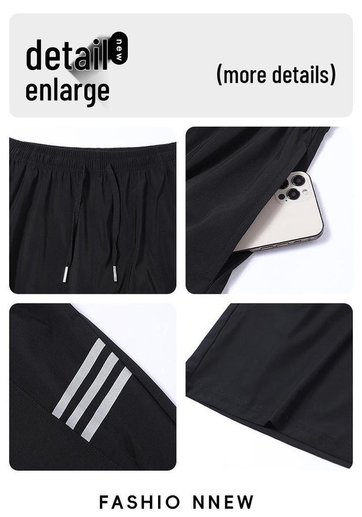 Men's Ice Silk Quick-Dry Sports Suit: Short-Sleeve Top & Shorts for Summer Running and Fitness