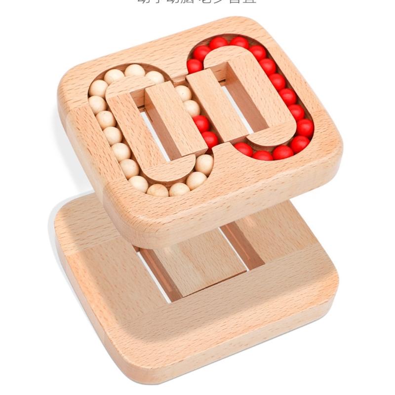 Interactive Wood Bead Puzzle Toy for Kids and Adult with Rotating Beans to Boost Cognitive Ability Fun Family Activity