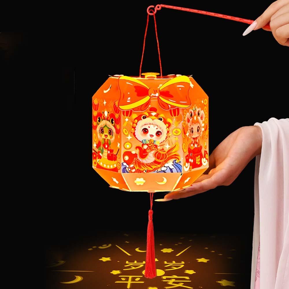 

Chinese Style Snake Year Portable Lantern Paper Handmade New Year Luminous Lantern Traditional Cartoon Children Handheld Lantern other оранжевый