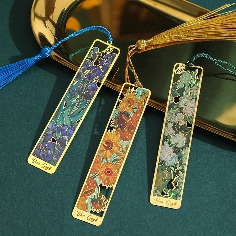National Style Hollow Flower Metal Bookmark Exquisite Sunflower Lotus Rose Shape Book Marks Student Reading Stationery School Supplies Gifts