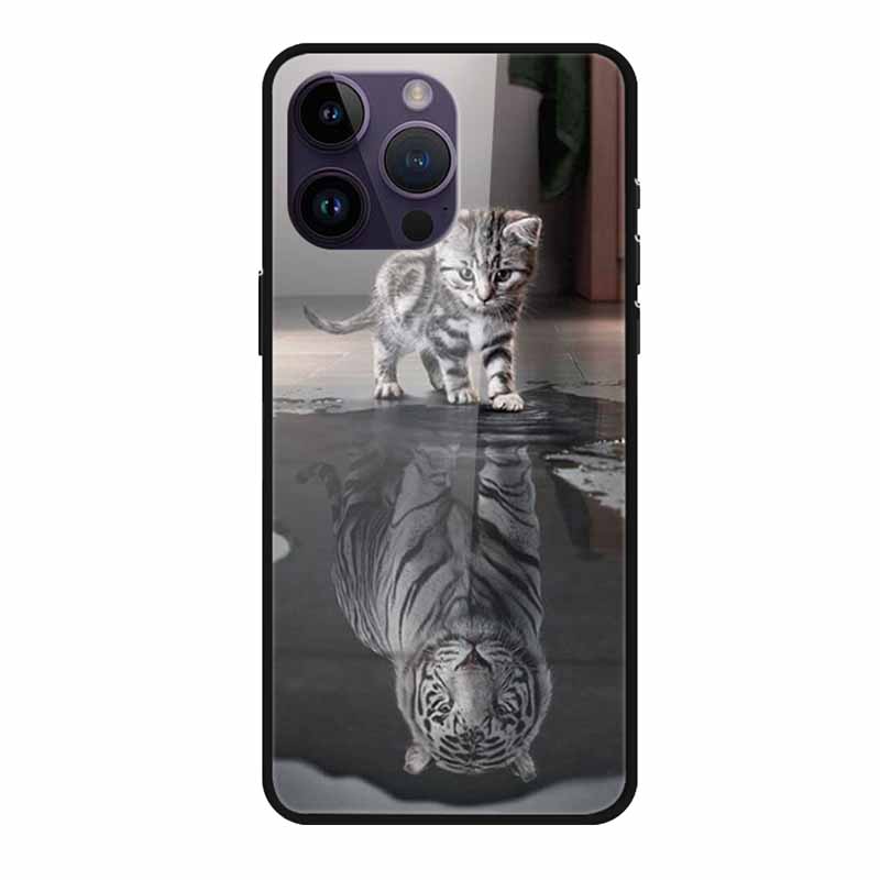 Glass Back Cover For iphone 16 Pro Max Phone Case 16Pro Max Hard Tempered Glass Case For iphone 15 Pro Max Case Soft TPU Bumper