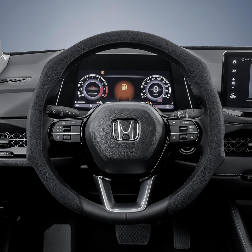 AAALV1 Suitable for Honda Premium Suede Snap-On Steering Wheel Cover Anti-Slip Durable Car Accessories Civic Fit 8Th Gen 8 City Accord 9 10 Vezel 