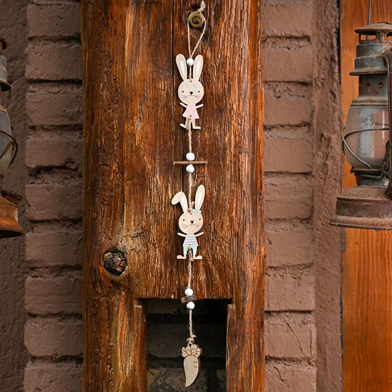 Kreatives Handwerk Holzdekoration Osterhase Hängeornament Osterfeiertagsdekorationen für mit Trageband Terrasse Hof Teil