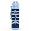 1PC Navy Stripe Anchor Nautical Print 750ml Color Plastic Sports Water Bottle Leakproof Flip Straw Lid Suitable for Sports Office Home Use