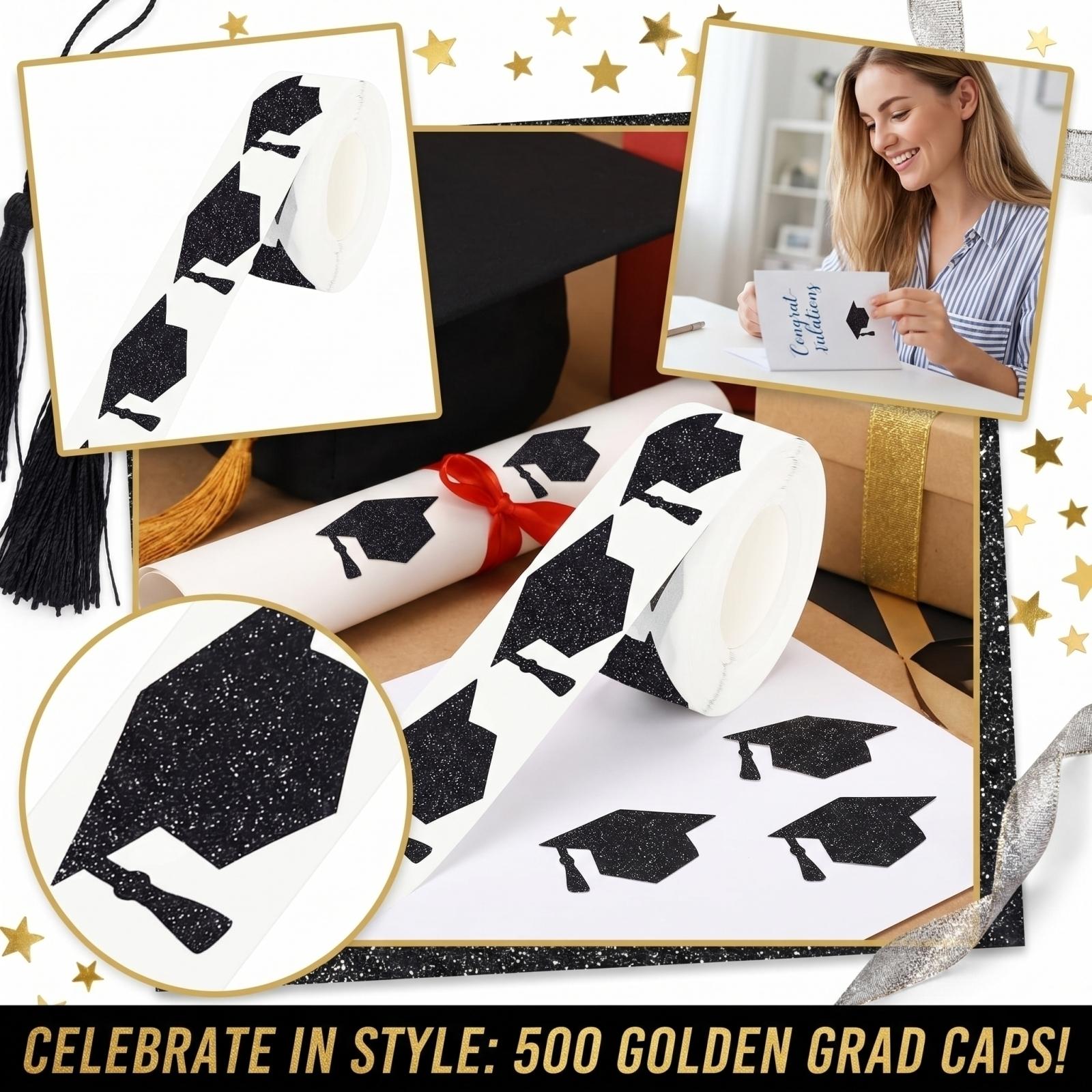 

00 Stickers/Roll Graduation Cap Holiday Celebration Stickers Stickers Labels Sealing Stickers One Size чёрный