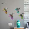 Abstract Geometric Wall Decor Metal Hummingbird Art Decor, Iron Colorful Bird Fence Decoration, Outdoor Sculpture Hanging Ornaments for Garden