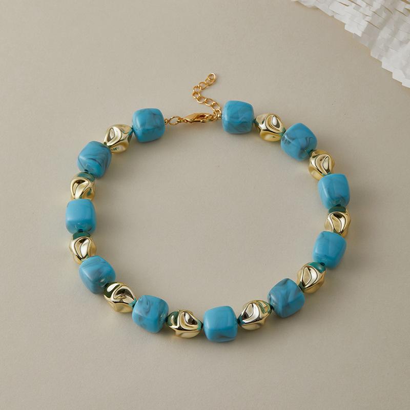 Colar Pulseira de Contas Irregulares em Acrílico para Mulheres Bangle Geométrico Bohemia Feito à Mão Acessórios de Joias para Casal