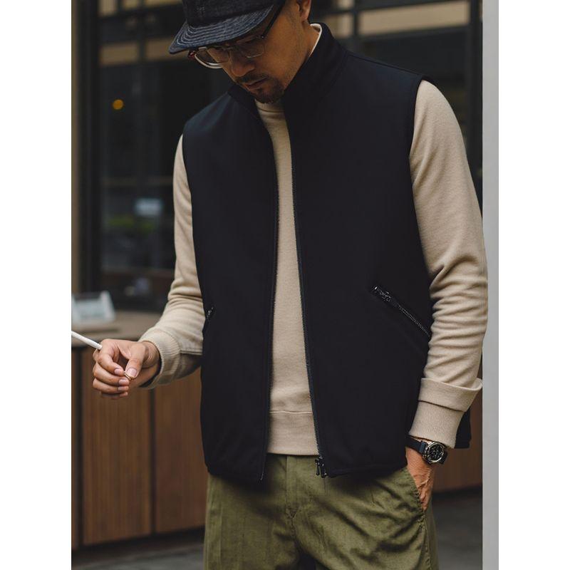 Outdoor Sports Fleece-Lined Thickened Warm Fleece Vest for Men, Winter Stand-Collar Sleeveless Jacket, Foreign Trade Men's Vest Coat
