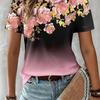 T-shirt da Donna Estiva con Stampa 3D Girocollo Moda Versatile Traspirante Tendenza Casual