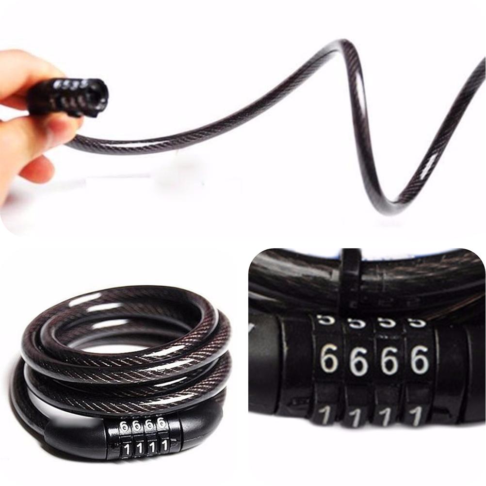 Bike Lock 4 Digit Resettable Combination Coiling Bike Cable Lock for Road Bike Mountain Bike