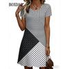 Summer New Women's Dresses 3D Striped Polka Dot Simple Printed Short Sleeve Dress Casual Fashion Plus Size Woman's Clothing