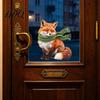 Transparent Window Film Fox Static Cling, Christmas Winter Glass Stickers, PVC Electrostatic Cling Sticker Decal for Home Door & Decoration, Removable