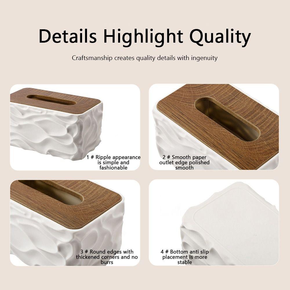Durable Large Capacity Tissue Box Cover Dust-proof Creative Tissue Storage Box Wooden Lid Elegant Tissue Box Holder Living Room