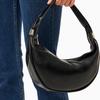 Calvin Klein Minimalist Commuter Niche Pleated Zipper Underarm Bag Crescent Bag Women Handbags Space-Black 4F3010G-UB1