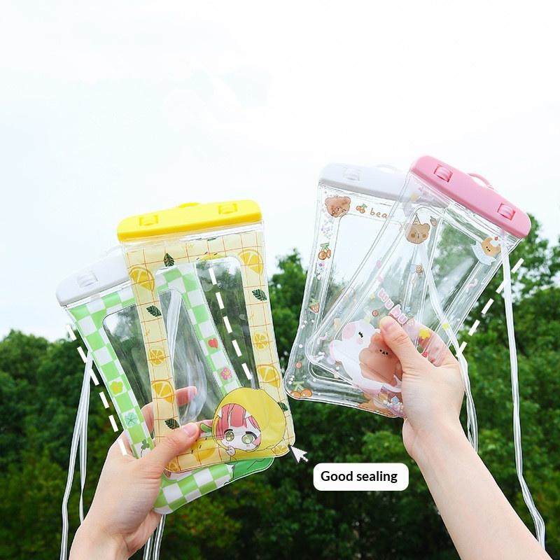 Cartoon Full View Waterproof Case For Phone Underwater Snow Rainforest Transparent Dry Bag Swimming Pouch Big Mobile Phone Cover