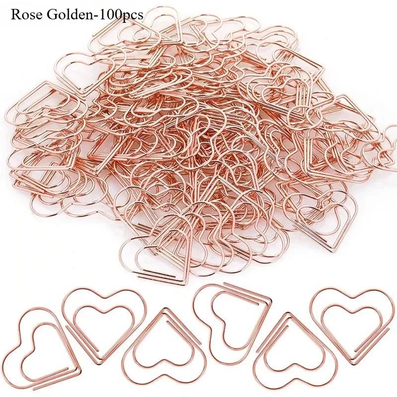 100pcs Mini Heart Shaped Paper Clips Cute Metal Clips for Office School Journaling Scrapbooking Document Organization Projects
