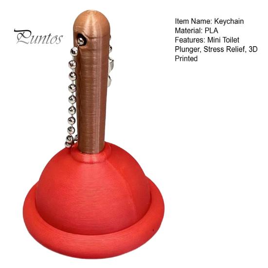 Small Plunger Clicker Mini Toilet Keychain, 3D Printed Finger Stress Relief Keychain Toy, Backpacks Handbag Purse Charm, Gag Gift Press Toy