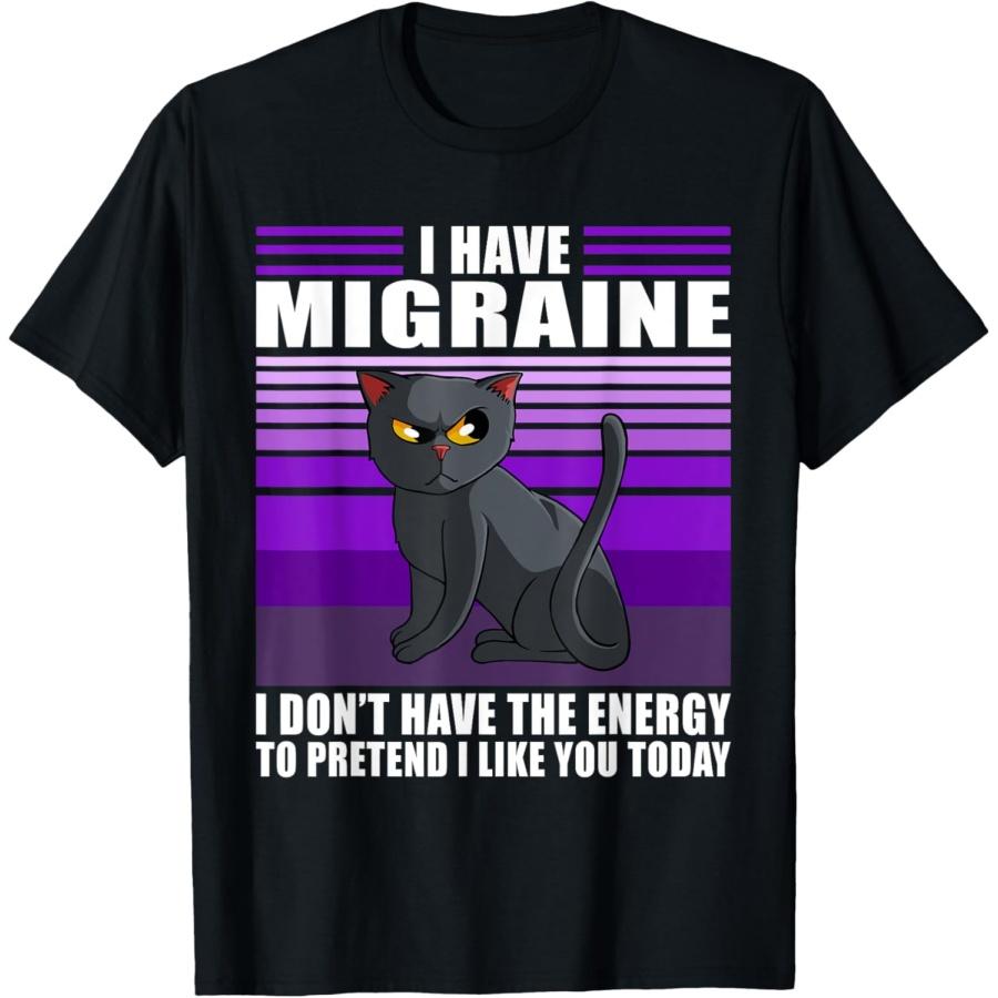 I Have A Migraine Cat Lover Funny Headache Kitten Survivor T-Shirt for Men Women Kids XXXXXL чёрный