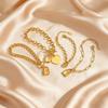 Exquisite Fashion Heart Lock Charm Bracelet, Gold Plated Stainless Steel OT Buckle Bracelet for Women, Waterproof Trendy Jewelry