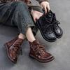 Fashion High Quality 3CM New Design Women Summer Breathable Shoes Hollow Out Cool Boots Literary Style Genuine Leather Flat Ankle Boots