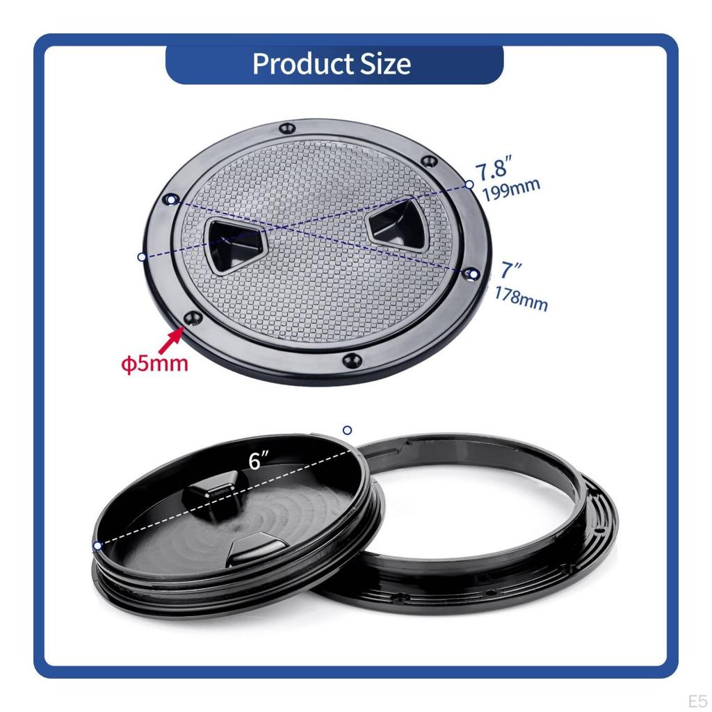 Boat Inspection Deck Plate Recessed Finger Grips Round Textured White 4 Inch