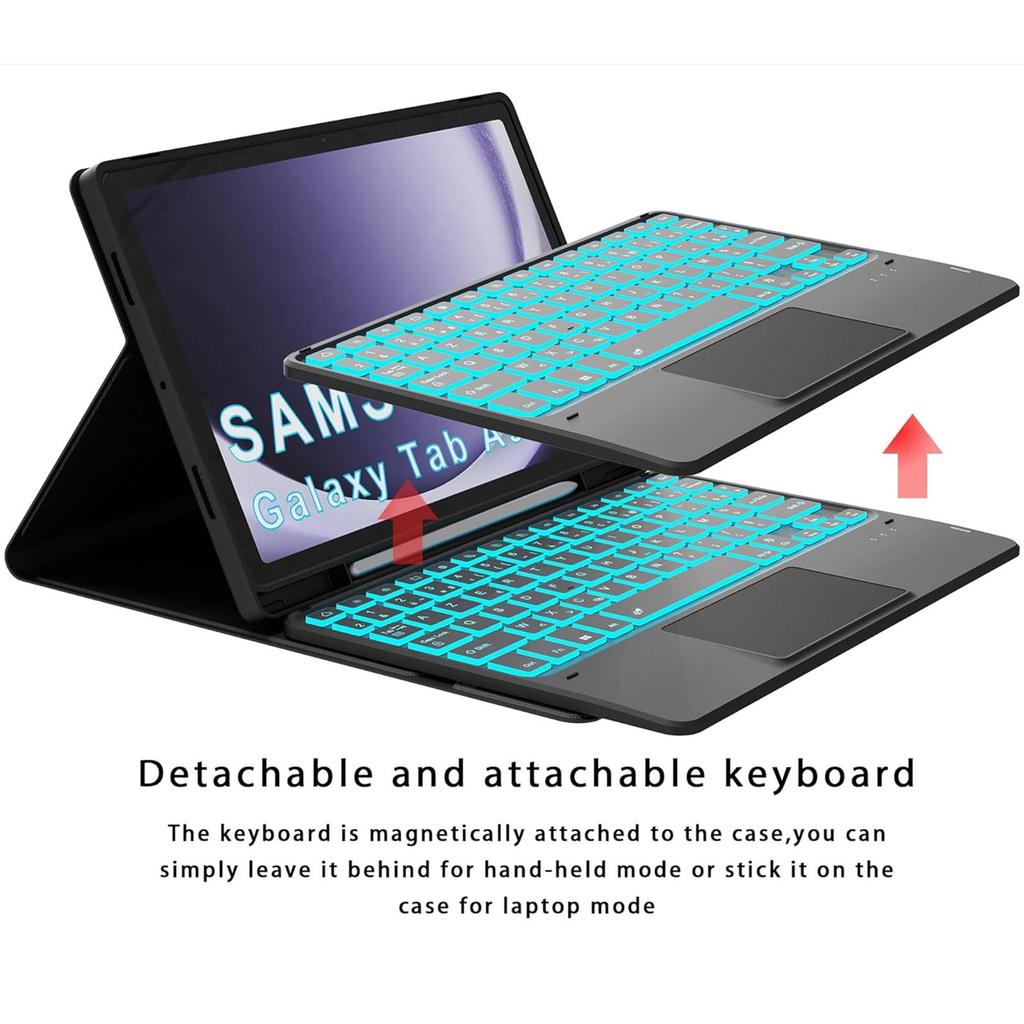 Samsung Tablet TABA9+ Plus Etui z klawiaturą Bluetooth z dotykowym podświetleniem i miejscem na rysik (Francuski)