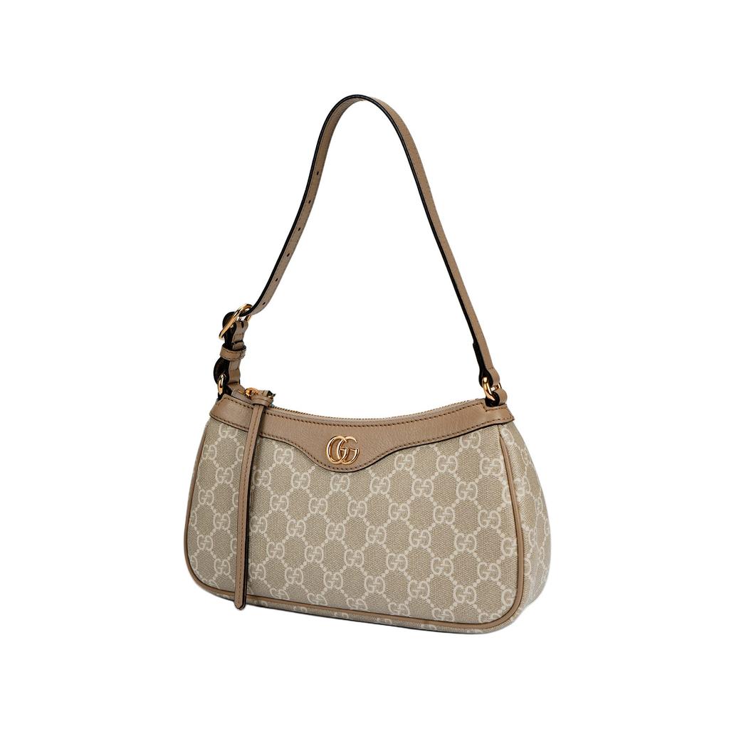 GUCCI Ophidia Canvas With Leather Shoulder Bag, Handbag Women's Beige & White 735145-UULBG-9683