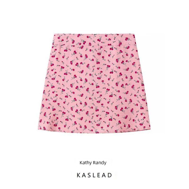Kaslead New Arrival Women's Fashion Style Fashion Slim-Fitting Simple Small Floral Short Skirt
