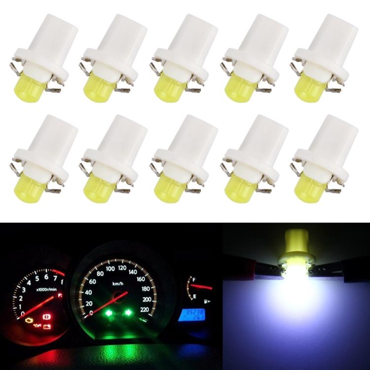 

10 PCS 0.4W B8.5 Wedge Instrument Panel COB LED Light Dashboard Gauge Cluster Indicator Lamp Bulb білий