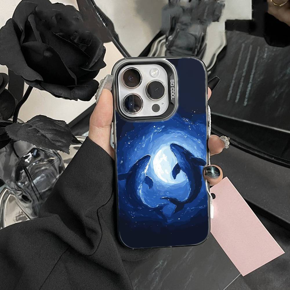 Whale Fall Phone Case For iPhone17, 16,15,14,13,12 Pro Max Black Candy Matte Shockproof Cover