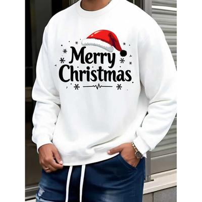 Christmas Day Men's Crew Neck Sweatshirt, 100% Combed Polyester, Ultra-Soft Breathable Daily Essential