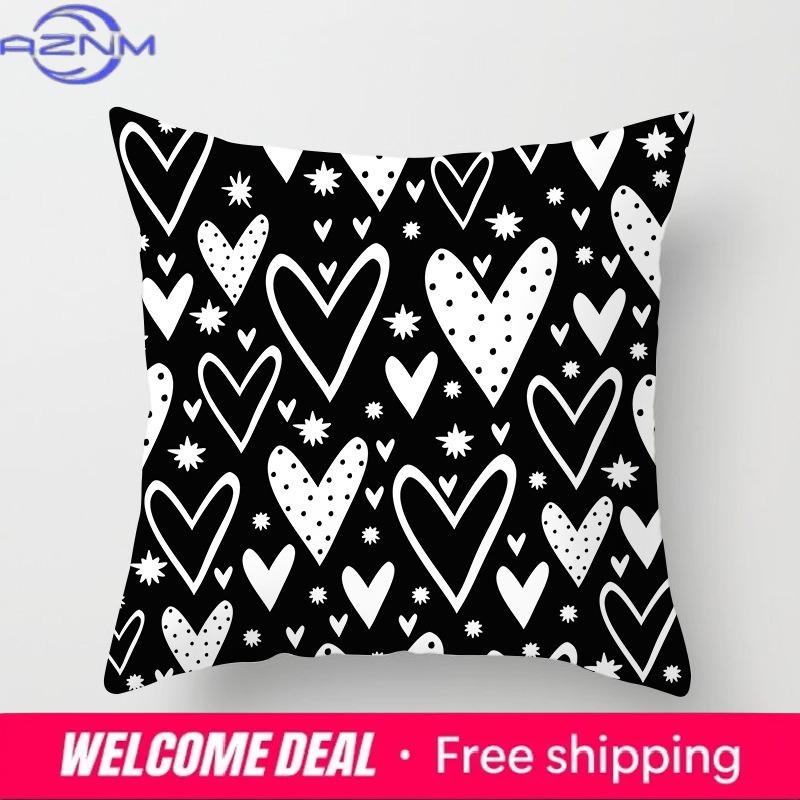 Nordic Black And White Geometric Polyester Cushion Cover Home Living Room Sofa Decoration Square Pillow 45X45Cm