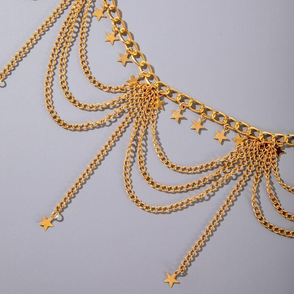 Silver Metal Body Chain Belt Body Jewelry Vintage Tassel Waistchain Girls