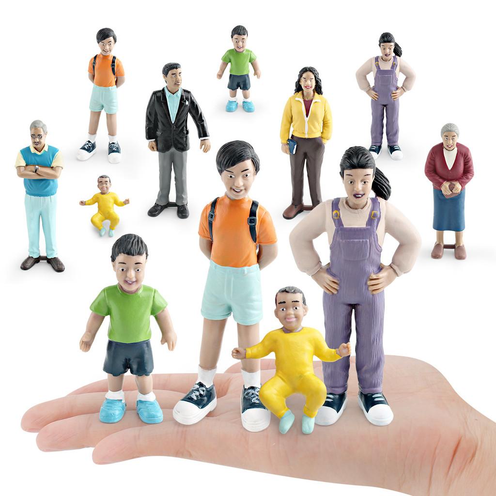 Realistic Family Member Figurines Set Including Grandpa Grandma Dad Mom And Kids For Collecting And Display
