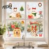 Holiday Party Home Decor Cute Dog Christmas Static Window Stickers Waterproof PVC Decals for Clings Store Glass Removable Festive Puppy Wall Indoor