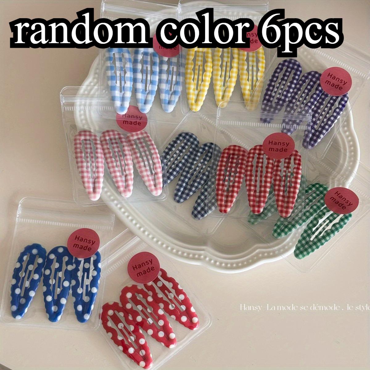 

6Pcs Wavy Edge Checkered Hair Clips, Y2K Polka Dot Stylish Versatile Clips for Short Bangs