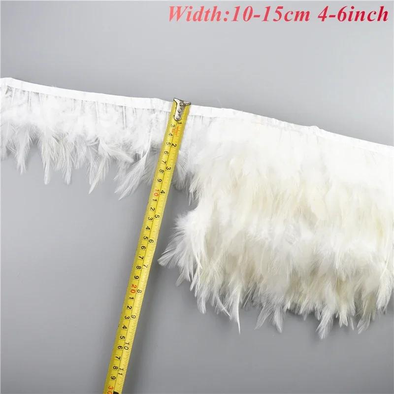 1Meters White Black Pheasant Feathers On Tape Ribbon Turkey Ostrich Fringe Feather Trim Goose Marabou Sewing Clothes DIY Plumes