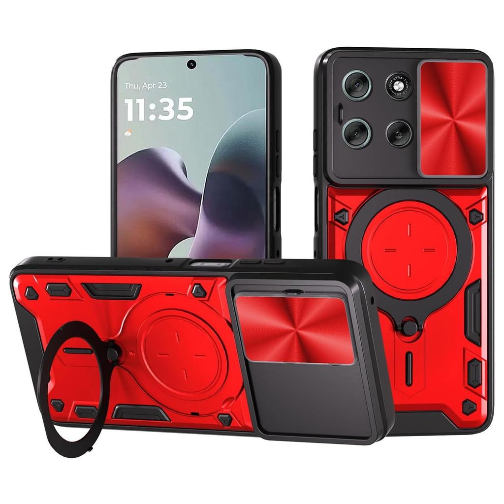 Für Moto Edge 70 Hülle Stoßfeste Armor Slide Kamera Schutz Rückabdeckung für Motorola Edge70 X70 Air Magnetischer Ring Halter Abdeckung