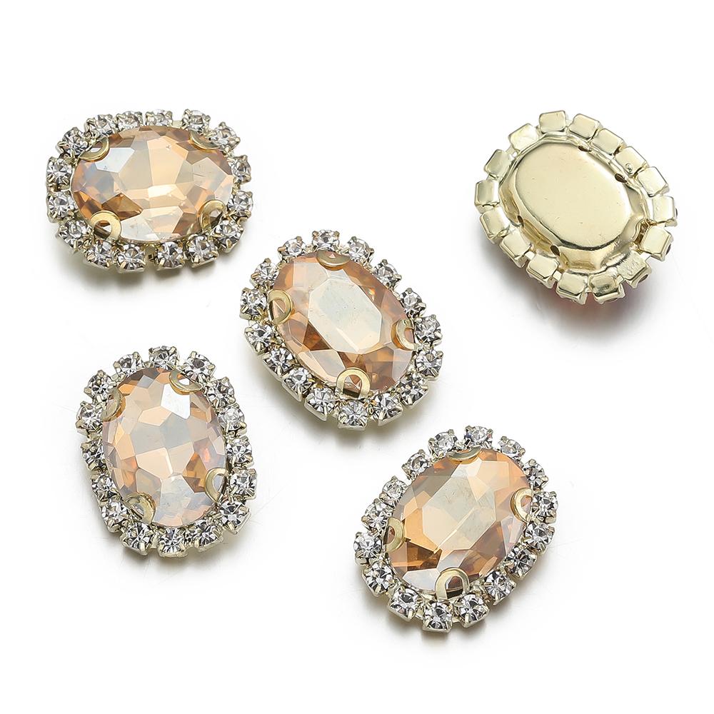 10pcs/lot 18*14MM 4-hole Sewing Rhinestone Flatback Oval Buttons for Clothing Wedding Sewing Diy Jewelry Making Accessories