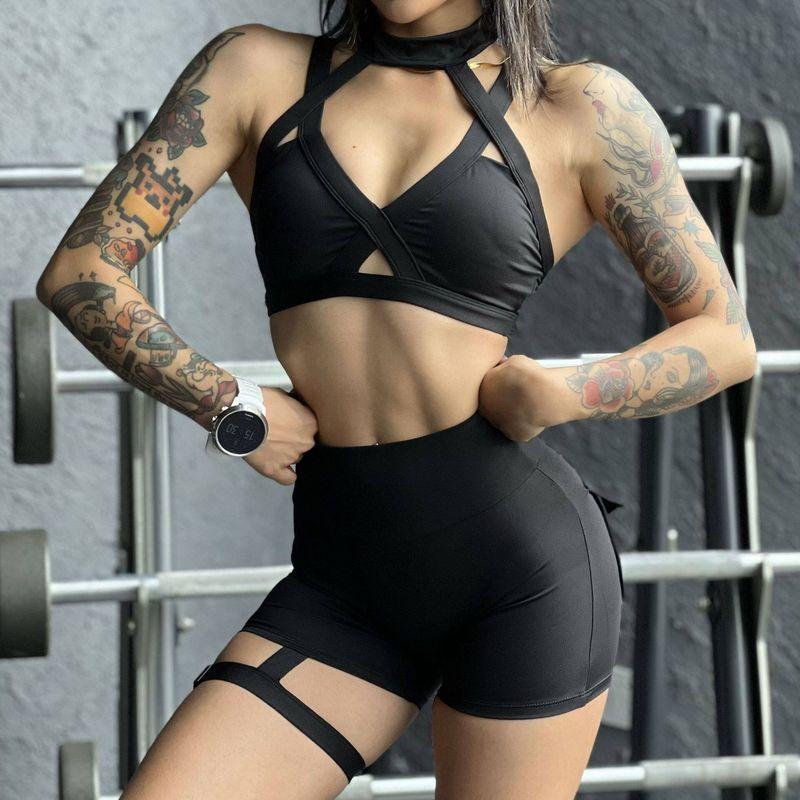 Fashion Gather Halterneck Beauty Back Quick-Drying Exercise Underwear Bra Hip Raise High Waist Sexy Fitness Yoga Pants Suit