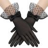 Polka Dot Wedding Bridal Gloves White Long Finger Mittens Retro Black Lace Gloves  Funeral